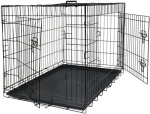 Клітка для тварин Funfit XXL (107х70х77 см), металева , чорна, транспортна, з висувним піддоном, для собак і котів